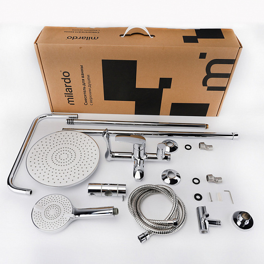 Смеситель для ванны с верхним душем Milardo Rora глянцевый хром, RORSB4FM06