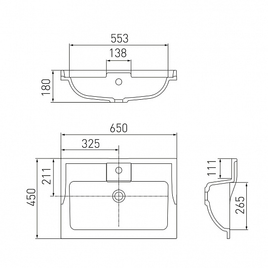 Раковина мебельная Акватон Фабиа 65 белая 1A708731FB010