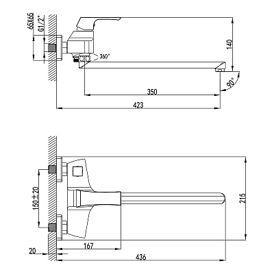 Смеситель для ванны Lemark Unit LM4517C