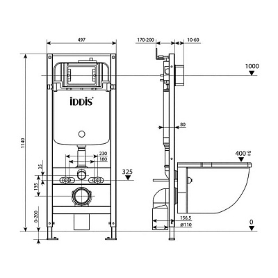Комплект 2 в 1: инсталляция и клавиша смыва черная IDDIS Optima Home OPH00MBi32K
