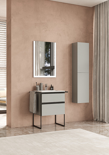 Тумба с раковиной Roca Domi 60 2 ящика серый матовый ZRU9307873