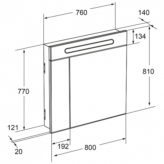 Зеркальный шкаф Roca Victoria Nord Black Edition 80 ZRU9000100
