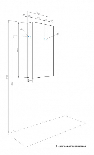 Шкаф навесной Aquaton Либерти дуб эльвезия 1A280003LYC70