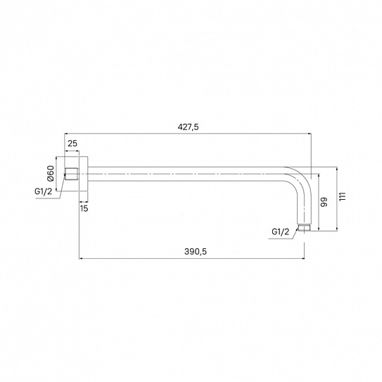 Кронштейн для верхнего душа в стену круглый, глянцевый хром, Dale Milardo, DALSB39M61