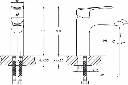 Смеситель для умывальника RUSH Gozo GZ3735-11