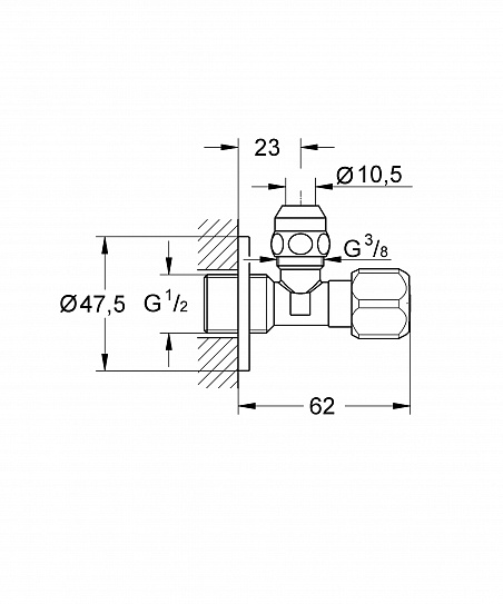 Угловой вентиль Grohe ½" на 3/8"