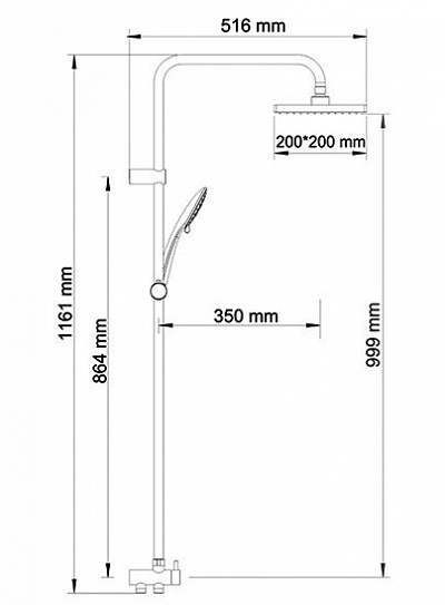 Душевой комплект, 116х52 см WasserKRAFT A017