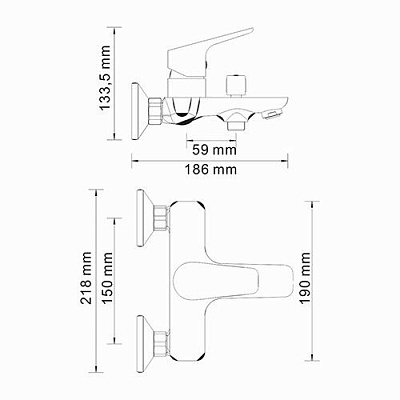 Смеситель для ванны с коротким изливом WasserKRAFT Lippe 4501