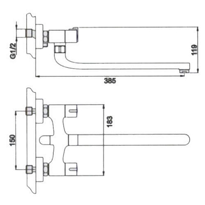 Gappo G2249 Смеситель   д/ванны,хром. излив 35F.