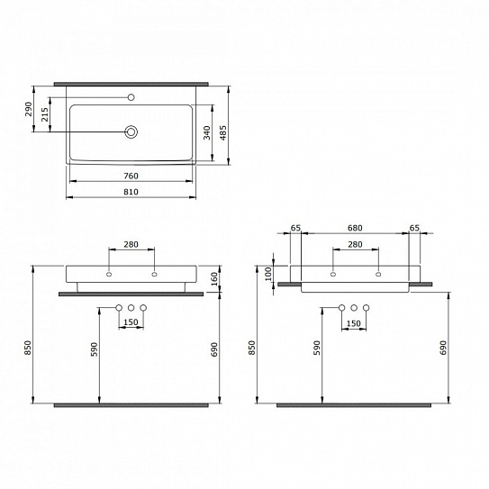 Раковина Berges Strati 80х485 см 182007