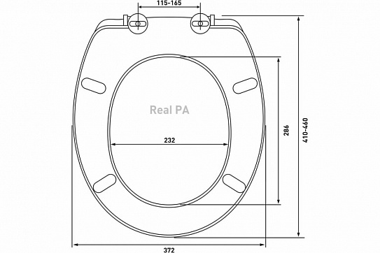 Сиденье для унитаза BERGES полипропилен Real PA, крепление регулируемое, металл 020301