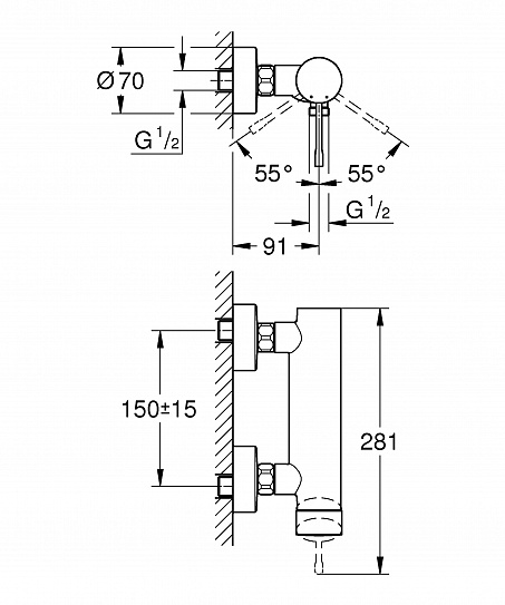 Смеситель однорычажный для душа Grohe Essence+
