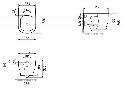 Чаша унитаза подвесного безободковый Belbagno PRADO BB10150CH