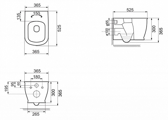 Чаша унитаза подвесного безободковый Belbagno PRADO BB10150CH