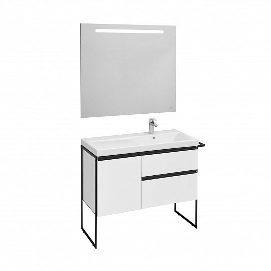 Тумба под раковину Roca Domi 100 белый глянец 2 ящика, правая A857478806