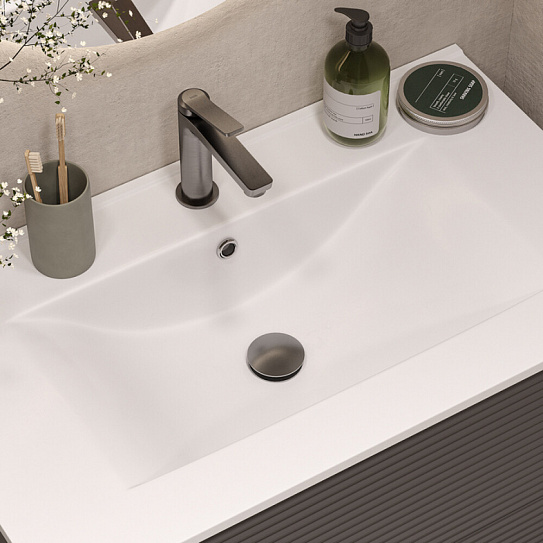 Выпуск IDDIS для умывальника с переливом матовый графит, Slide SLIGM1Wi88