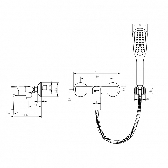 Смеситель для душа Lemark Ursus LM7203BL