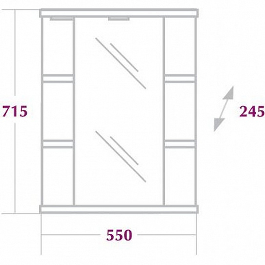 Шкаф-зеркало Onika Глория 55 см правое 205505