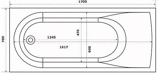 Ванна из литьевого мрамора BAS Афина 170х70 белый глянец