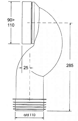 Труба фановая туалетная угол 90 MRWC15 McALPINE