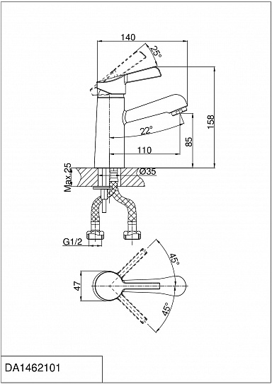 Смеситель для раковины d&k rhein.Schiller Da1462101 хром