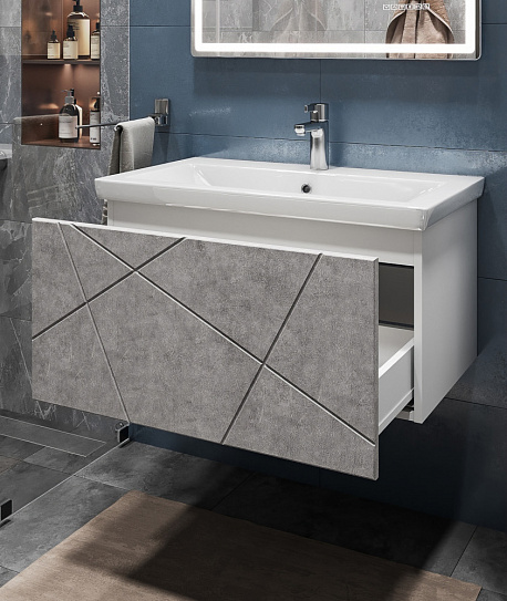 Тумба напольная с раковиной Vigo Geometry 800-0-1 035 бетон