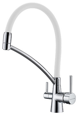 Смеситель для кухни SIEGEN, хром/белый, 213111-CrW, Paulmark