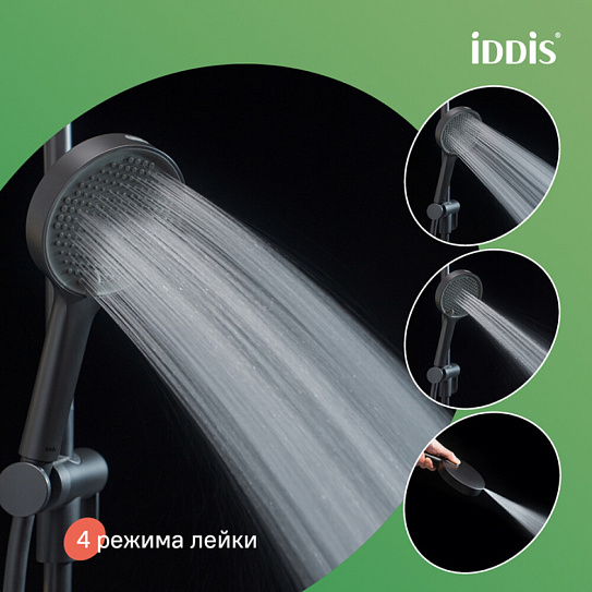 Лейка для душа, черный матовый, Iddis Aiger, AIG4FB0i18