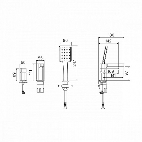 Смеситель на борт ванны на 3 отверстия Iddis Slide SLISB30i07 хром