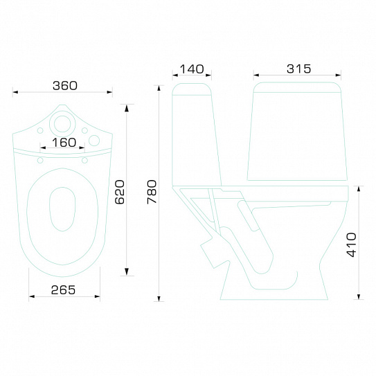 Унитаз-компакт Gesso "W101" белый (косой выпуск, сиденье термопласт) г. Волгоград