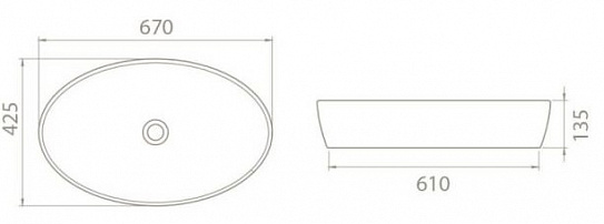 Раковина накладная 67 OPADIRIS One 67 (Cerastyle) с полочкой и отвестием для смесителя