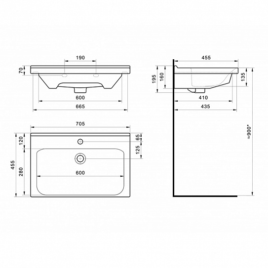 Раковина мебельная Santek Миранда 70 1WH302250