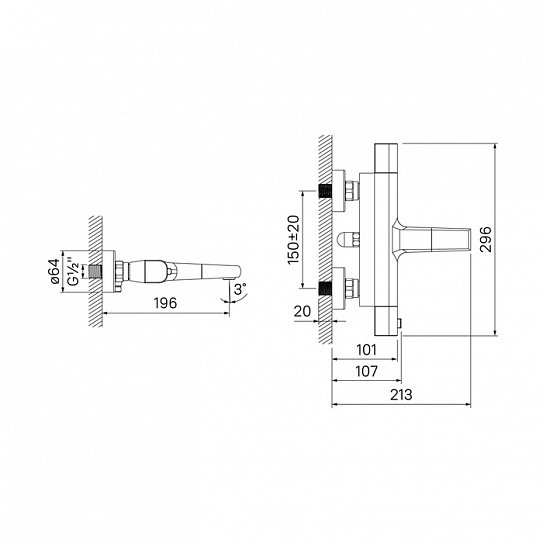 Смеситель для ванны с термостатом Iddis Uniterm TLMSBS0I74