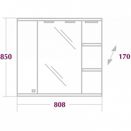 Шкаф-зеркало Onika Эльбрус 80 см правое 208022