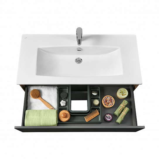 Тумба под раковину Aquaton Сохо 100 дуб веллингтон, графит софт 1A258201AJA00 (под рак. Элина 100)