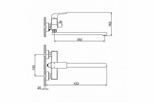 Смеситель для ванны Gappo G2250 черный, длинный излив