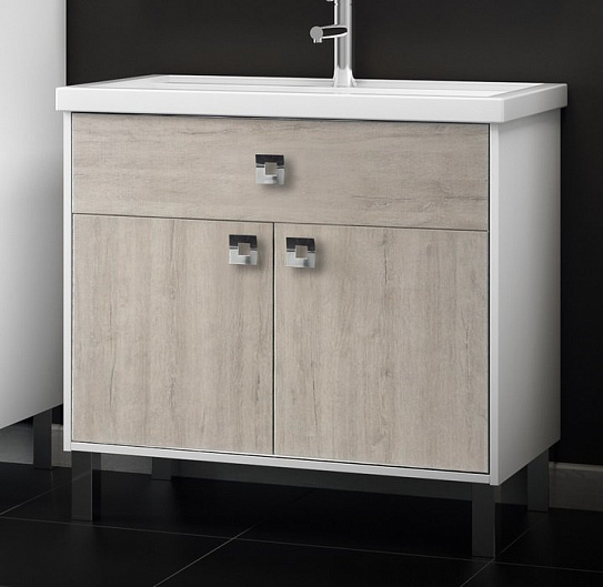 Тумба SMILE КВИНТА 90 белый/орегон с раковиной Астория 90