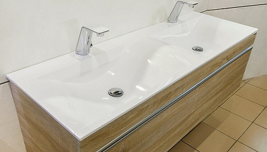 Мебельная раковина двойная 140 Pulsus 140 белая Velvex rkPUL140-81