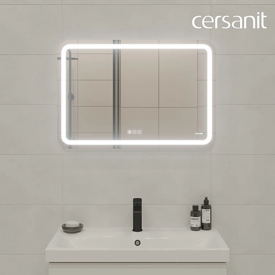 Зеркало с LED подсветкой с антизапотеванием 80x55 Cersanit 051 design pro bluetooth