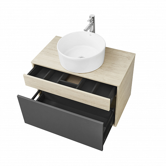 Тумба под накладную раковину Aquaton Лофт Урбан 80 серый графит, дуб орегон 1A247601LQX60