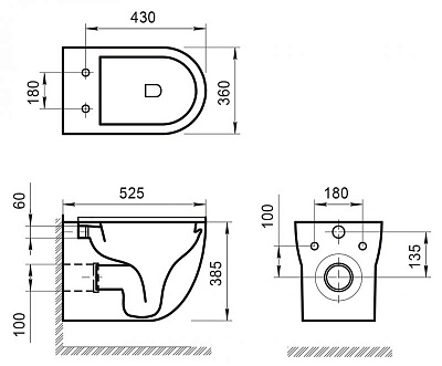 Унитаз подвесной безободковый с креплением Belbagno ONDA BB066CHR
