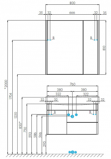 Тумба без раковины Акватон Беверли 80 1A235501BV010