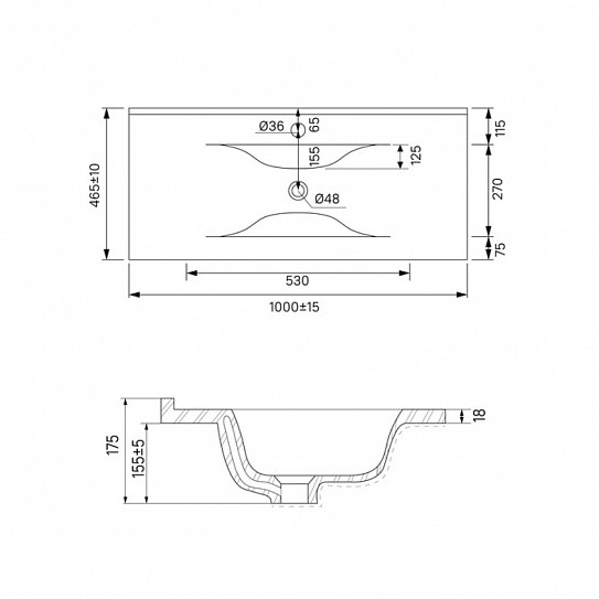 Тумба с умывальником (0131000i28) подвесная 100 см, белый, IDDIS Bild BIL10W0i95K