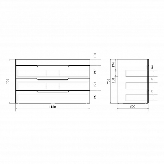 Тумба напольная MIRSANT Soho Quadro 120 УТ000086074 (раковина Deep 120)