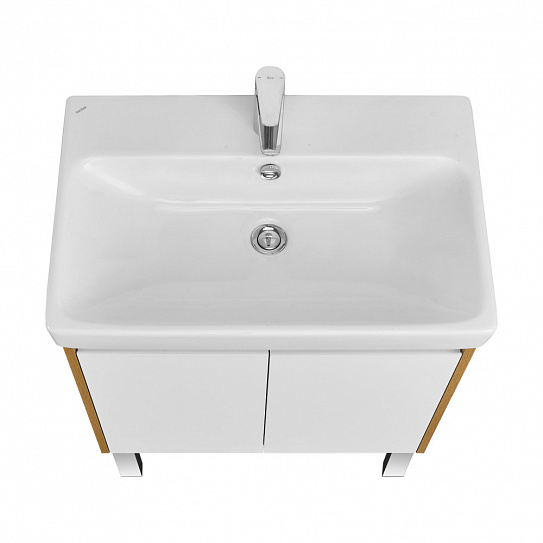 Тумба под раковину AQUATON Сканди Doors 70 белый глянец/дуб рустикальный 1A278901SDZ90