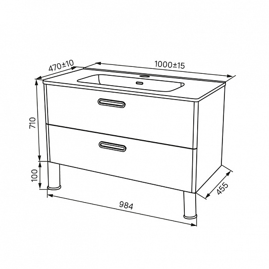 Тумба напольная с раковиной 100 см (0101000i28) Iddis Brick BRI10WFi95K