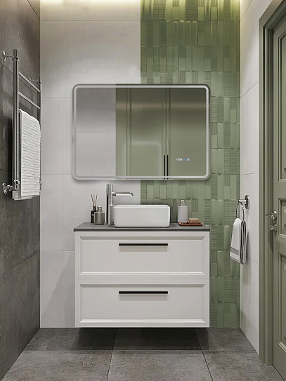 Зеркало в ванную 100х70 с подсветкой и подогревом Monterey Аделия Люкс (холодный свет, мультиблок, на касание)