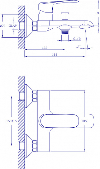 Смеситель для ванны с коротким изливом RUSH Gozo GZ3735-44