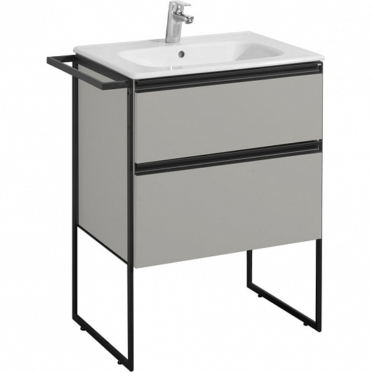 Тумба с раковиной Roca Domi 60 2 ящика серый матовый ZRU9307873