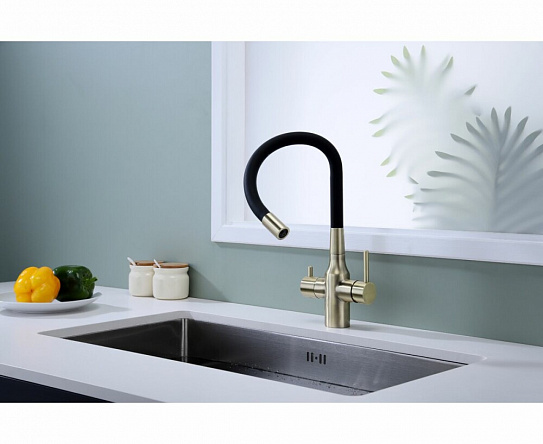 Смеситель для кухни Paulmark Salix под фильтр с гибким изливом, бронза, Sa213419-BR